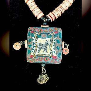 Rare Polymer Clay Necklace Animal Design. Artist Handcrafted Museum Exceptional!